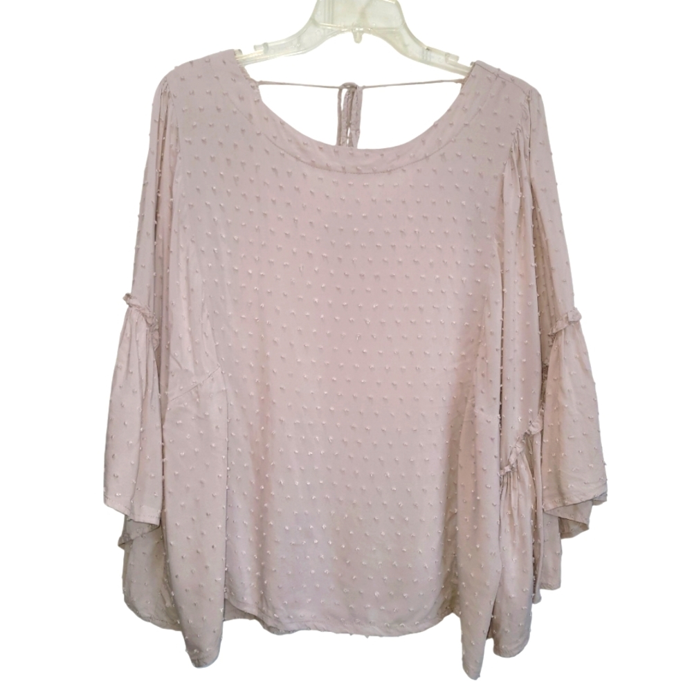 XXL / 2X Maurices Swiss Dot Lightweight Ruffle Bell Sleeve Blouse